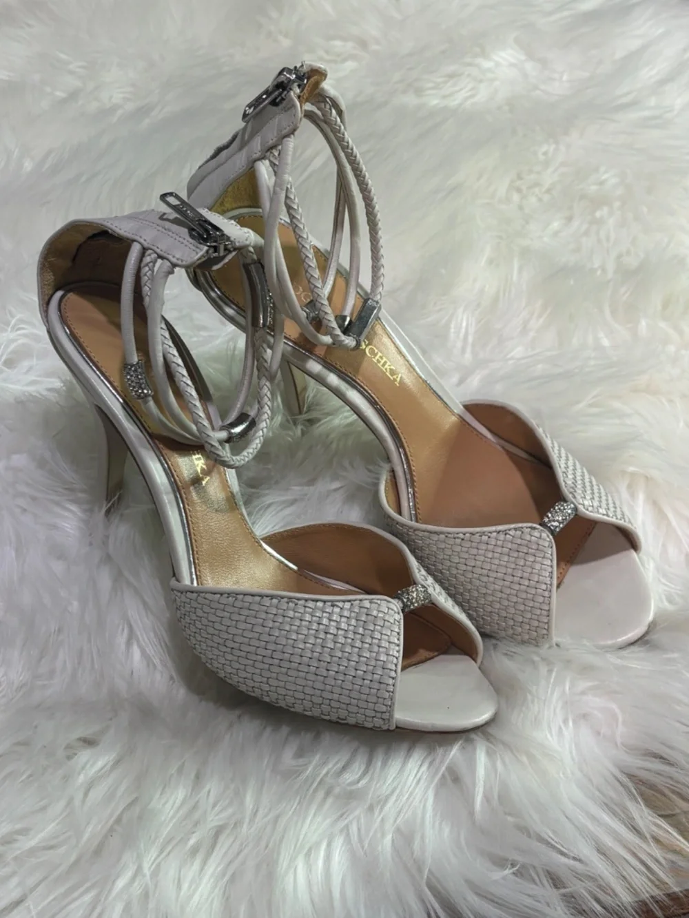 EUC [Badgley Mischka] Woven Open Toe 4